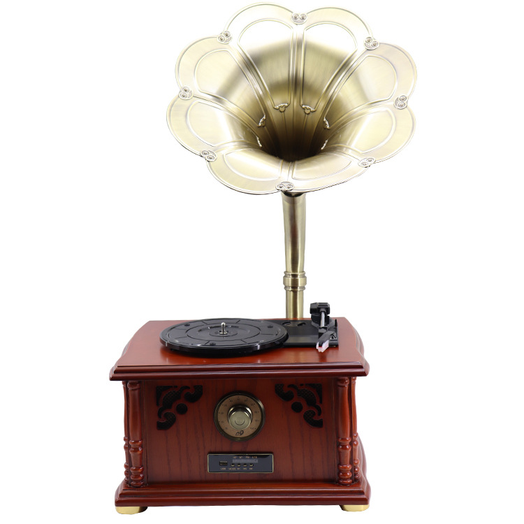 Vintage vinyl record player wooden old-fashioned speaker phonograph home decoration Bluetooth gift record player manufacturer