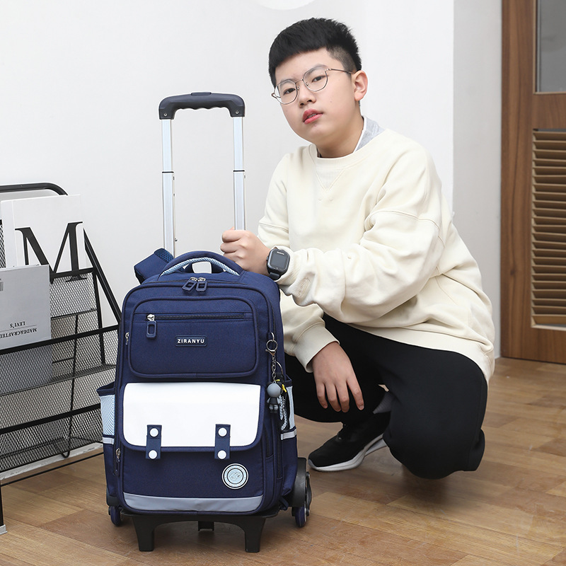 Nuevo estudiante de pescado natural mochila trolley Grado 3 a grado 6 niños y niñas estudiantes de secundaria descompresión de seis ruedas mochila de escalada