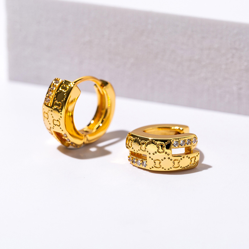 Geometric Pattern 1 Pair Simple Style Geometric Circle Copper Zircon Hoop Earrings