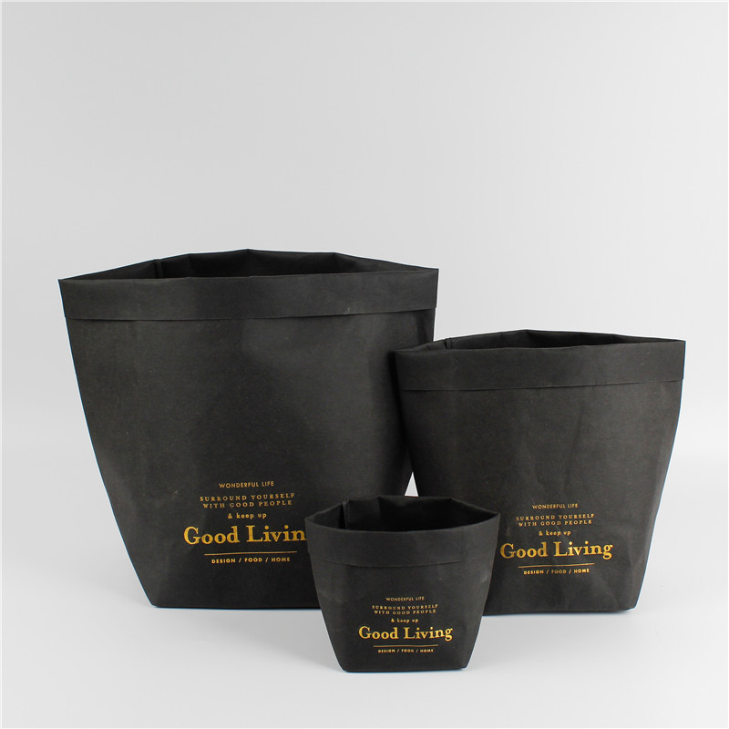 厂家创意北欧风可水洗牛皮纸袋桌面收纳袋橱窗拍摄道具绿植盆