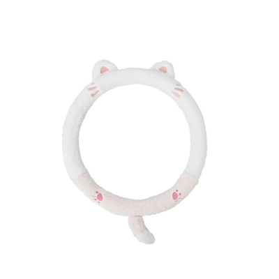 Seat cushion, seat cover, Cushion Autumn and Winter Warm - rabbit-fur-embroidered-cat-steering-wheel-cover