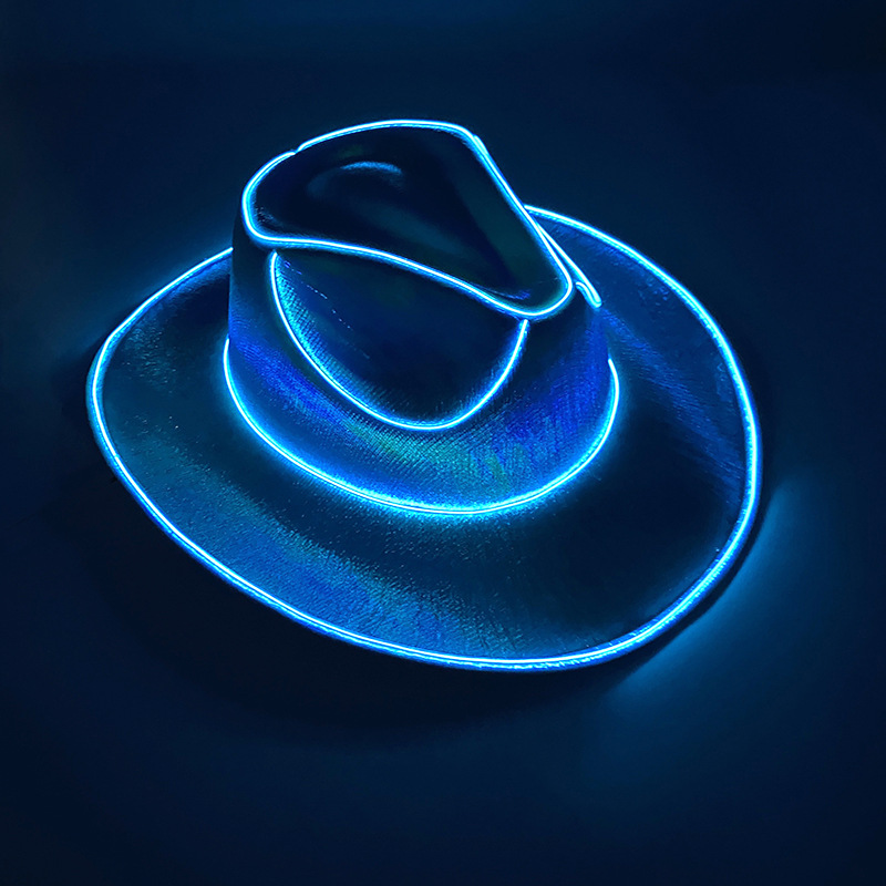 Sombrero de vaquero LED con lentejuelas – efecto luminoso, para bodas/fiestas