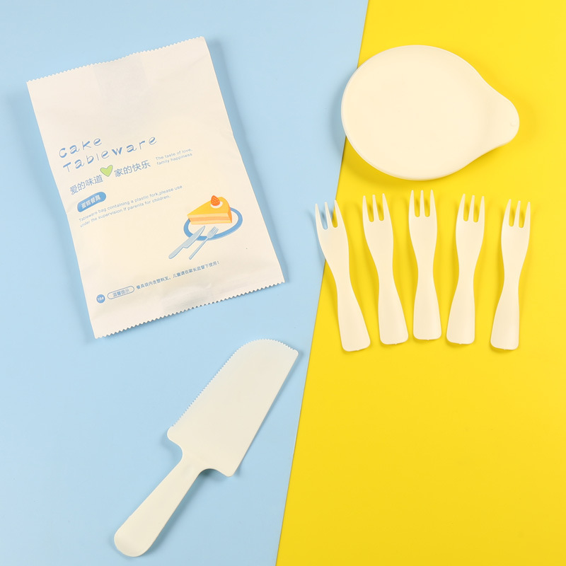 Birthday Cake Tableware Water Drop Plate suit Plastic Disposable Cake Knife and Fork Plate suit Wave Fork Knife and Fork Plate