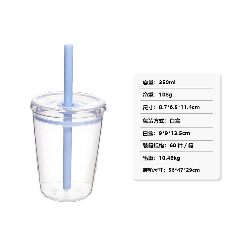 350ml mini taza de plástico transparente tritan taza de paja de color rojo para chicas lindas tazas de agua