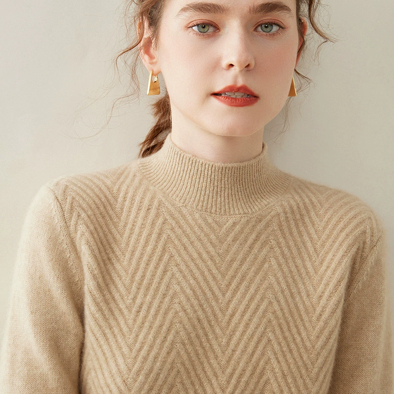 Демисезонная кашемировая, цветная вязаная кофта с высоким воротом, oversize