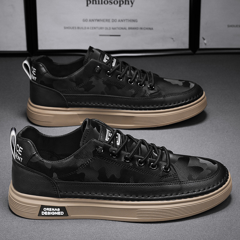 Zapatillas deportivas versátiles de cuero sin cordones para primavera 2026, para uso diario, deportivo y laboral, zapatos casuales negros para hombre.