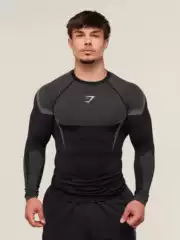 Fish Gymshark New Running Sports Fitness Tops Cross-Border Breathable Tight Casual Running Long-Sleeved Elastic