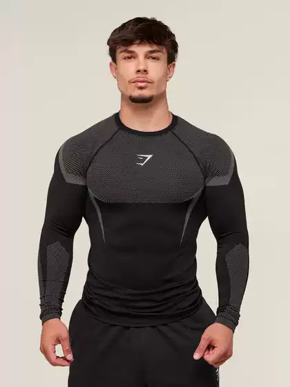 Fish Gymshark New Running Sports Fitness Tops Cross-Border Breathable Tight Casual Running Long-Sleeved Elastic