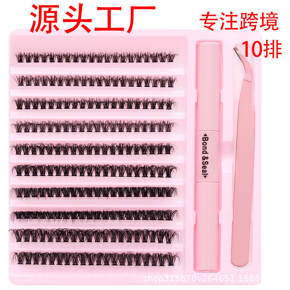 欧美跨境热卖40D60D80D100D分段假睫毛套装浓密立体大容量嫁接