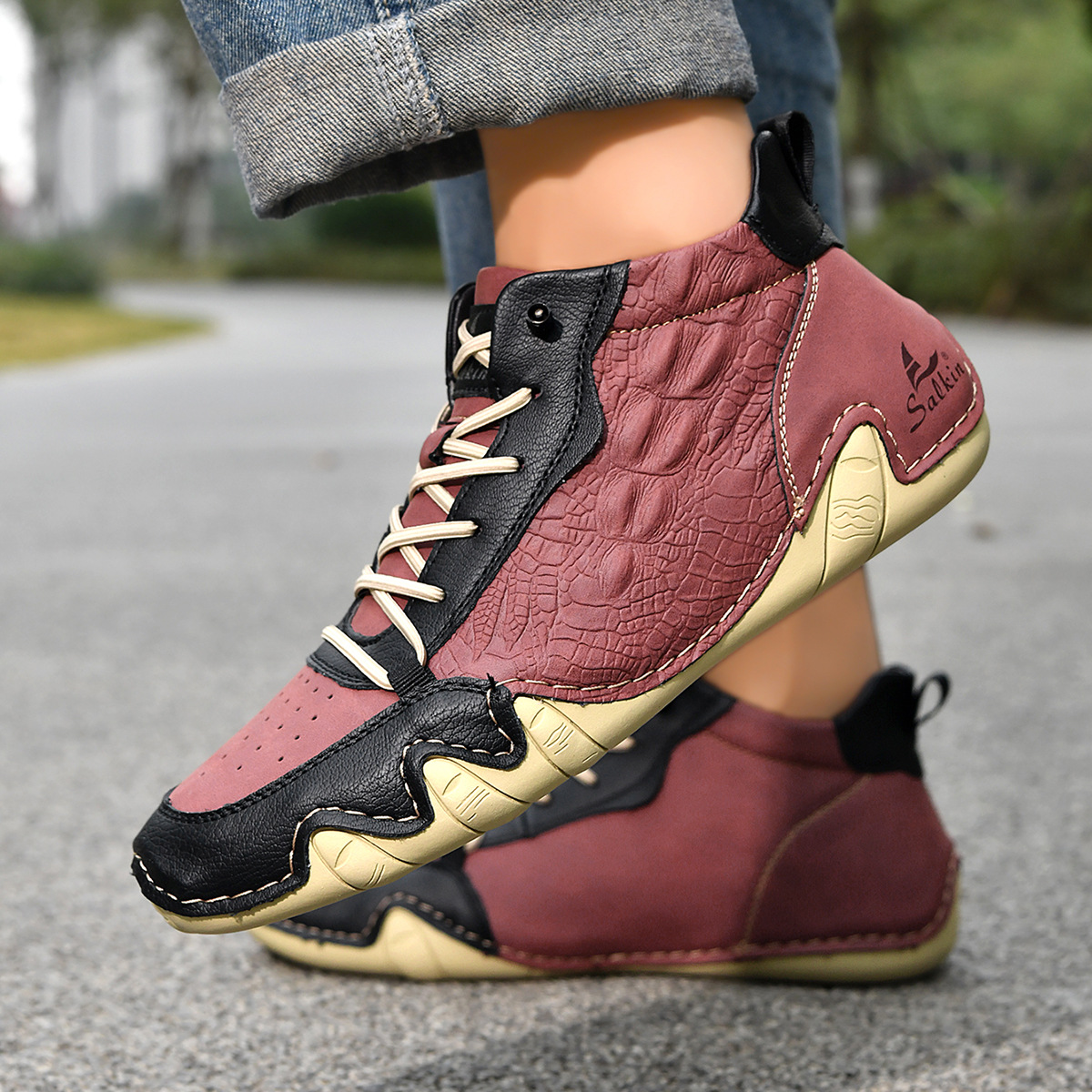 Herren Mid-top Martin Boots Mit Weiter Passform Für Freizeit_voghion.com
