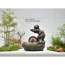 户外假山流水喷泉庭院花园阳台景观水车流水风车轮鱼池造景摆件