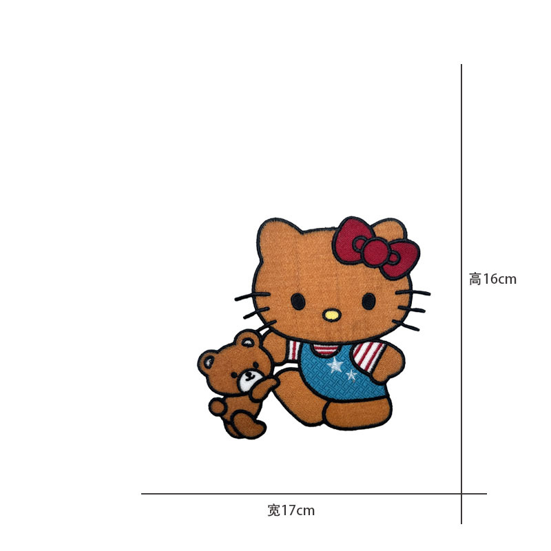 Cartoon al por mayor bordado por computadora kt pegatinas de tela de gato Sanliogou diy pegatinas de parche tejido cesta de ropa adorno accesorios pegatinas