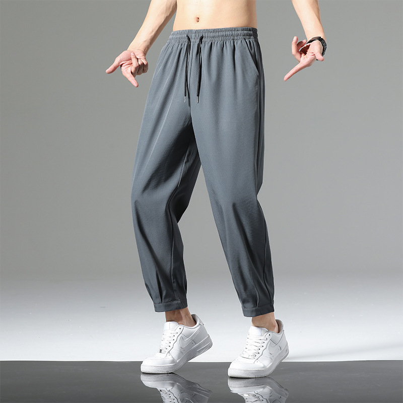Ice Silk Casual Pants Men's Summer Loose Leggings Pure Color Thin Tapered Pants Sweatpants Simple Light Trousers Ice Silk Casual Pants Men's Summer Loose Leggings Pure Color Thin Tapered Pants Sweatpants Simple Light Trousers