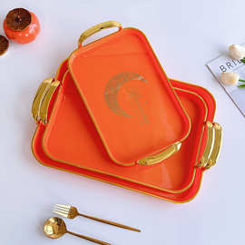 水果盘塑料托盘pet咖啡餐厅家用茶杯盘子高级感跨境现货工厂直销