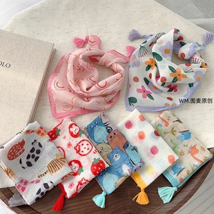 45 Cotton and Linen Small Square Scarves for Women, Spring and Autumn Neck Protection Versatile Headscarves, Decorative Neck Scarves, Fashionable and Stylish Scarves