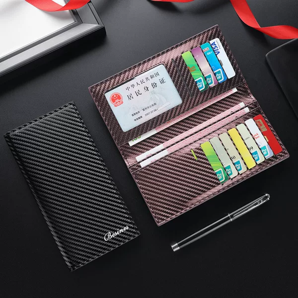 Cross-border Hot-selling Carbon Fiber Men's Wallet Light Luxury Long 20% Discount Wallet Large Capacity Certificate Coin Wallet