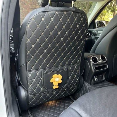 Chair back anti-kick pad Protection Pad, Backrest Protective Pad - yellow-sunflower-black-long-anti-kick-mat-single