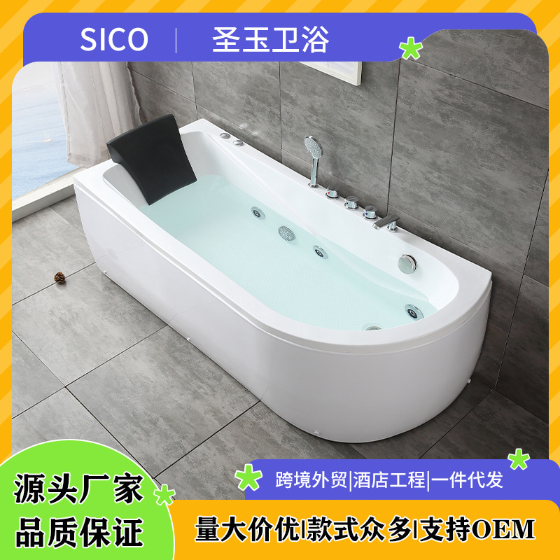 Acrylic Bathtub Skirt Set of Five Pieces with Surfing Massage and Heating for Adults, Rectangular and Curved, Wholesale Spa Home Use
