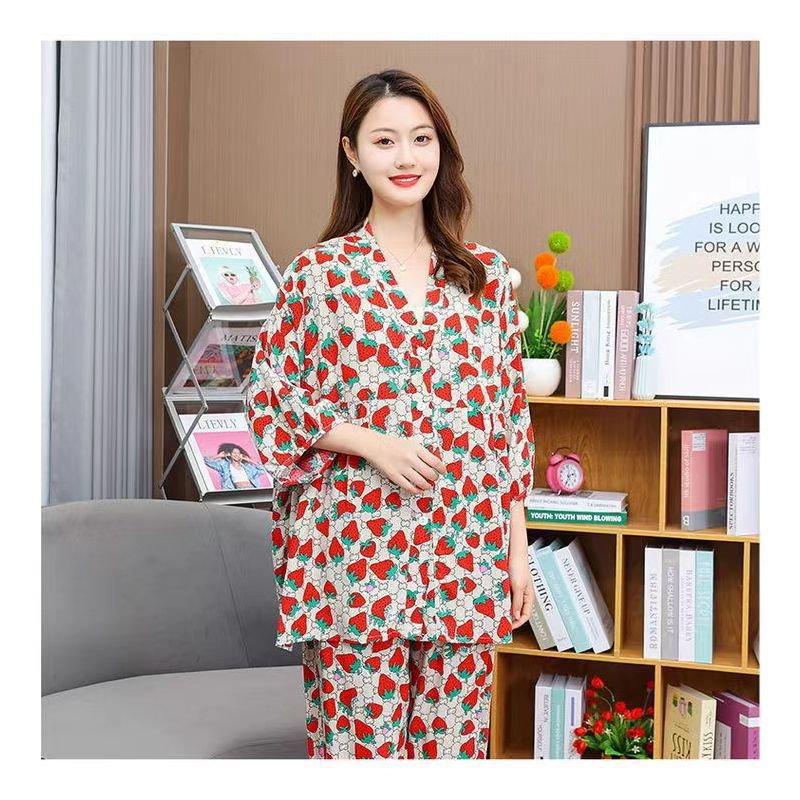 Spring summer pijama, flashlight, thin set, loose fit, V-neckline