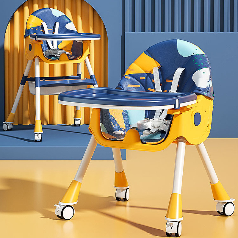 New foldable baby dining chair, installation-free household cartoon children's dining chair, sitable and reclining children's dining chair