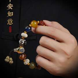多宝手串男女十八籽天珠玛瑙朱砂贡星月玉化金刚菩提佛珠盘玩手链