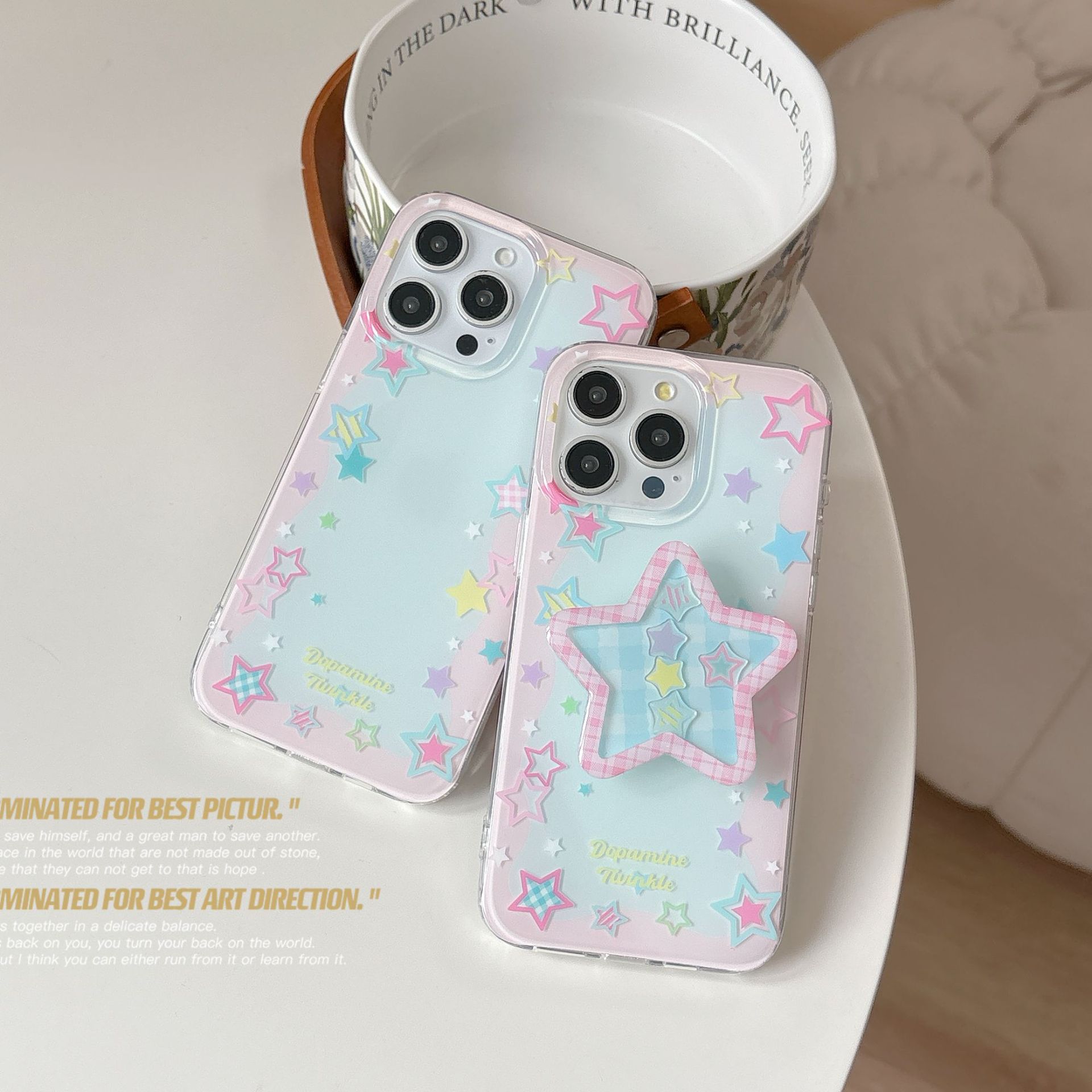 Estrellas de color creativas coreanas para Apple 16proMax funda para teléfono móvil 15Pro nueva 14/13 pareja 15PM