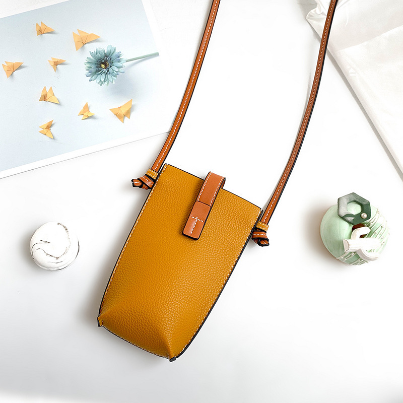 2024 verano teléfono móvil bandolera mujer estilo ins color de contraste billetera vertical todo fósforo cuero PU mini bolso bolso para teléfono móvil
