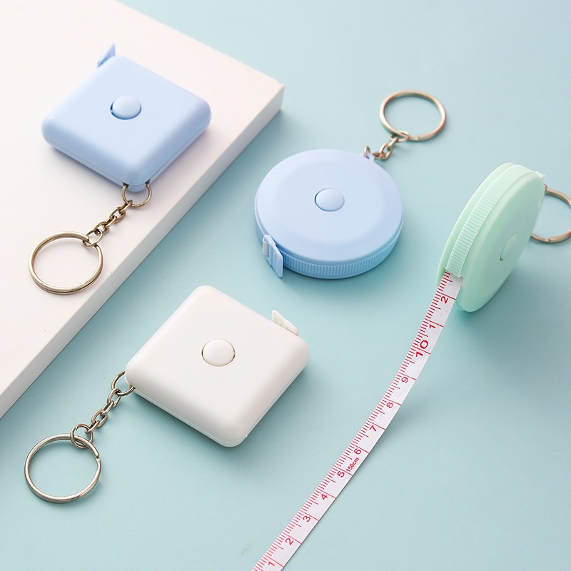 地摊货源自动伸缩1.5米卷尺礼品塑料皮尺量衣北欧风软尺加印logo