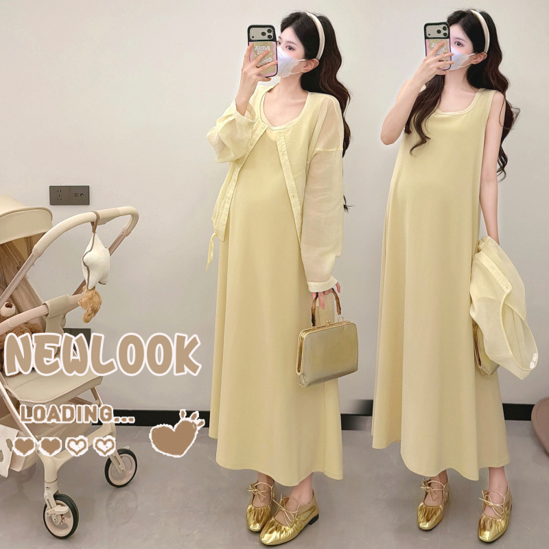 New Style for Pregnant Women 2026 Korean Version Fashionable Simple Design Gentle Style 2-Piece Set Plus Size Maternity Outfit