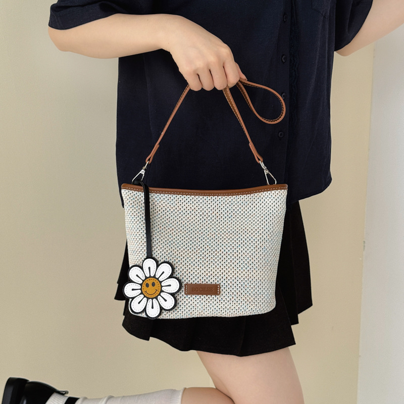 Bolsa de cubo retro de gran capacidad para mujeres 2026 nueva moda diaria de verano mochila de hombro