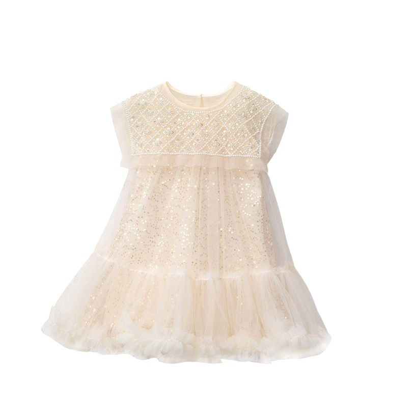 Летнее платье с большими качелями для девочек, тяжелое промышленное платье с жемчугом и блестками, платье-пачка для девочек, платье для выступлений