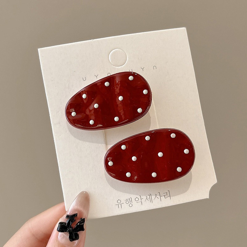 Punto de onda rosa oval clip de cabello para mujeres lindas clip lateral dulce chica pecado clip de cabello de boca de pato clip de cabello tocado