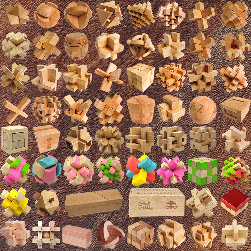 Juguete de madera para niños Haya Kongming bloqueo adulto ocio educativo desmontaje bloqueo mortaja y espiga estudiantes de la escuela primaria Luban Lock