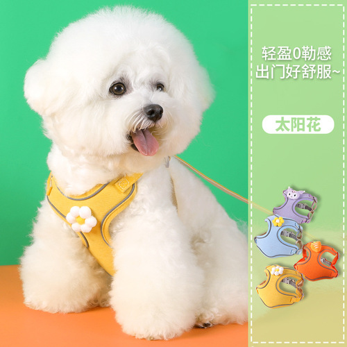 Dog traction rope three-dimensional cartoon accessories dog chest and back Teddy dog walking rope cat walking rope to prevent the cat from breaking away when going out
