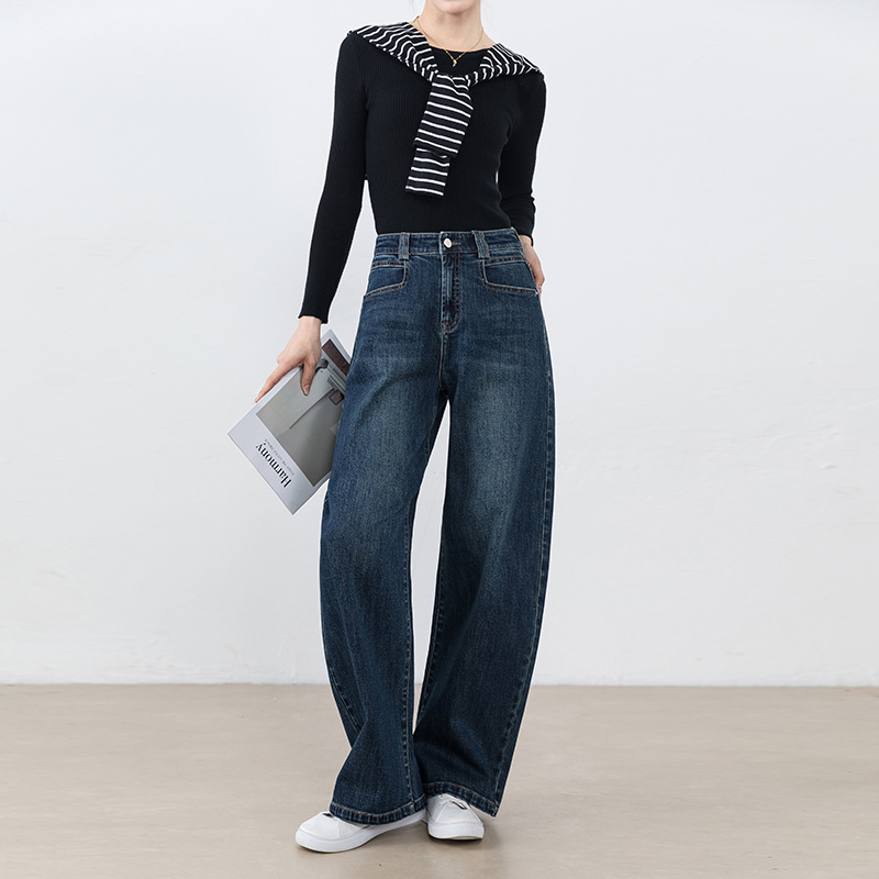 Special Clearance Sale, Sold Out, No Restock: Women's High-Waisted Loose Versatile Scythe Jeans, Stretchy Slimming Wide-Leg Pants