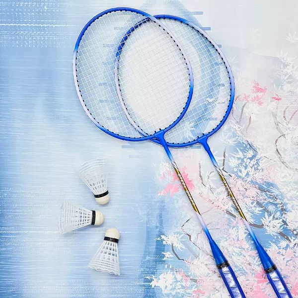 Durable star: [Strong Blue] (double racket + 3 balls + racket bag)