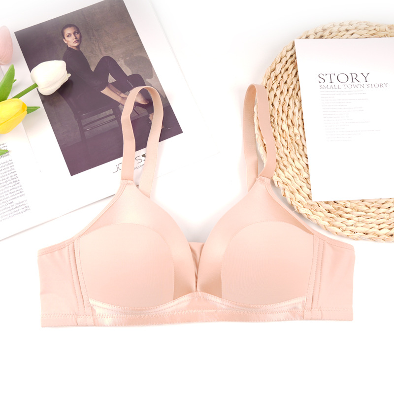 Fábrica de Shantou punto sin anillo de acero sujetador de mujer una pieza de ajuste cómodo sin marcas juntar sujetador de ropa interior anti-caída