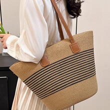 草编包女夏季手提包海边托特包大容量编织单肩包藤编草包水桶包潮