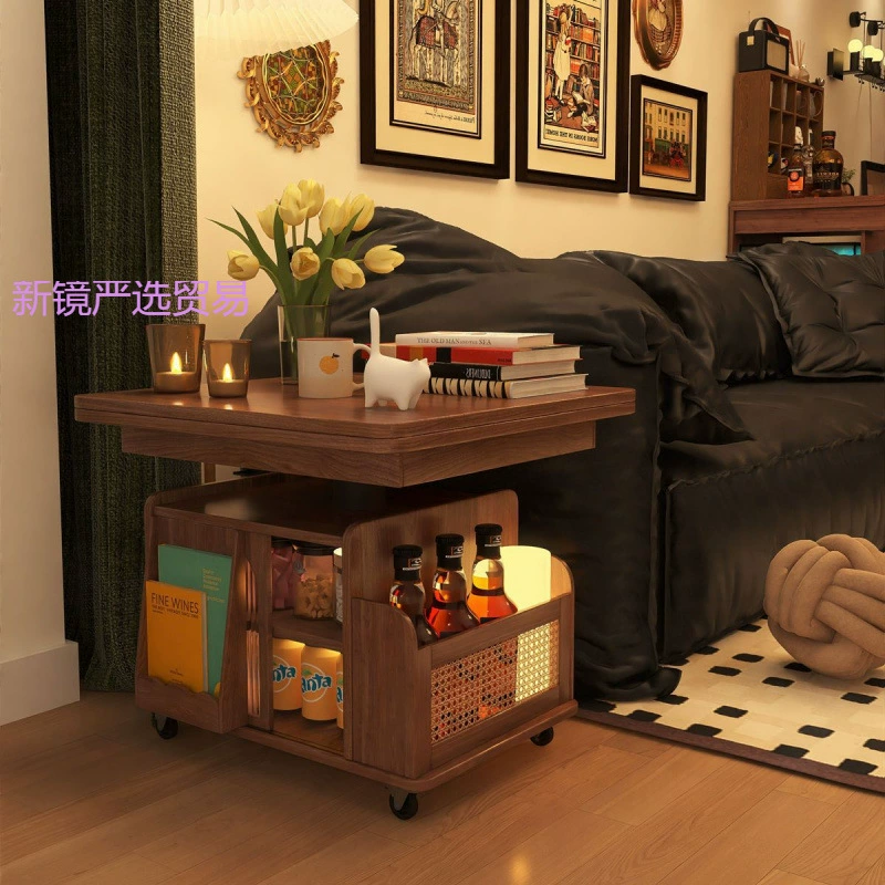 Вознесение чайного столика в эпоху массива дерева Мобильная тележка чайный стол Складной обеденный стол чайный стол многофункциональный диван для гостиной
