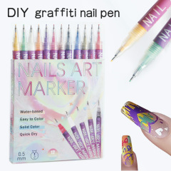 越境ネイルアート塗り絵落書きペン12色アクリル絵の具塗り絵DIY速乾点花線ペン