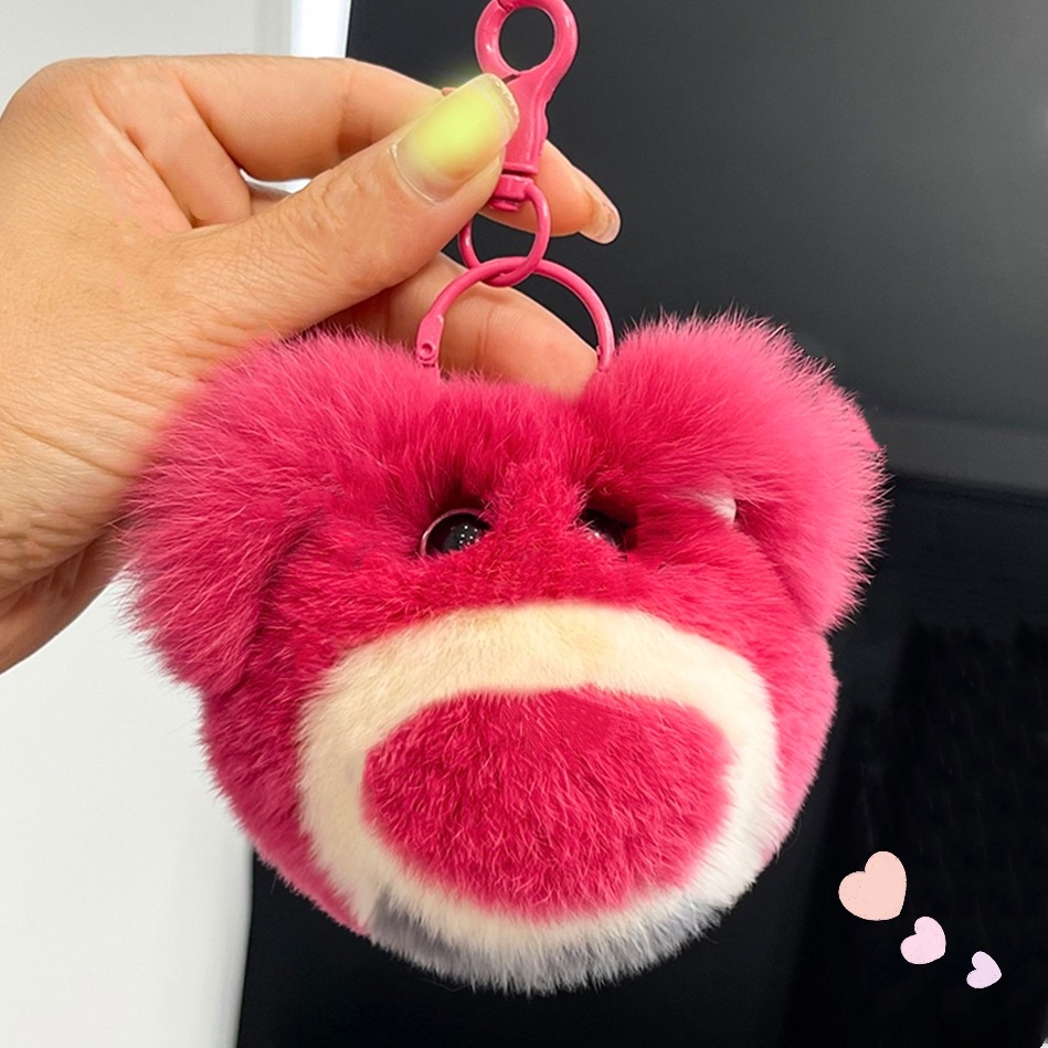 Real Rex conejo de piel fresa oso llavero coche teléfono móvil colgante ins Internet celebridad peluche muñeca mochila bolsa adornos regalo