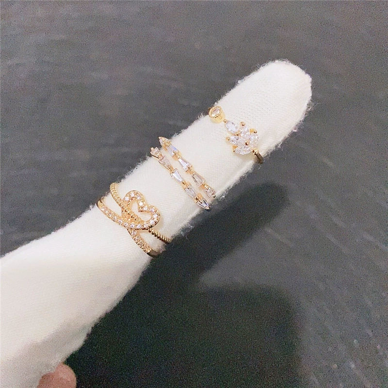 Кольцо (цирконий) корейский стиль, микроинкрустация, простая элегантная по́м