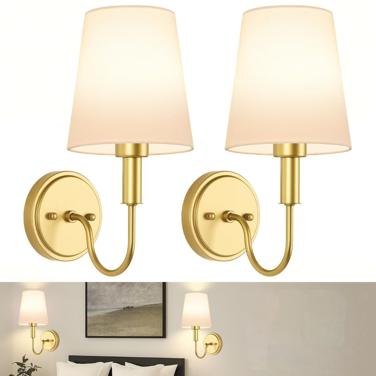 Luz de pared sin cableado transfronteriza americana dormitorio cabecera de cama luz de atmósfera decoración de sala de estar cubierta de lienzo recargable lámpara de pared atenuable