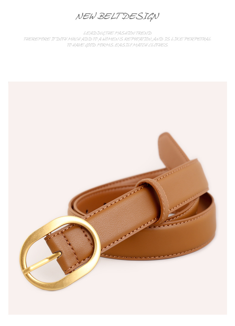 Ceinture en cuir véritable pour femmes, boucle à aiguille, mode polyvalente, pour jeans, loisirs, banlieue, noir, tendance, Stock pour femmes, nouvelle collection 2024_voghion.com