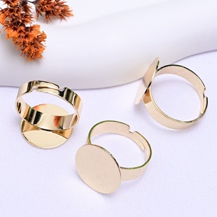��ɫ14k�����ָ��15mmƽ����н�ָ����DIY���Ʒ��ָȦ�������