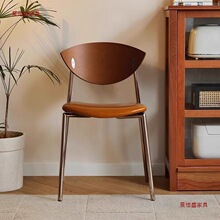 中古实木靠背椅轻奢飞鸟椅家用设计师铁艺餐椅网红休闲咖啡厅椅子