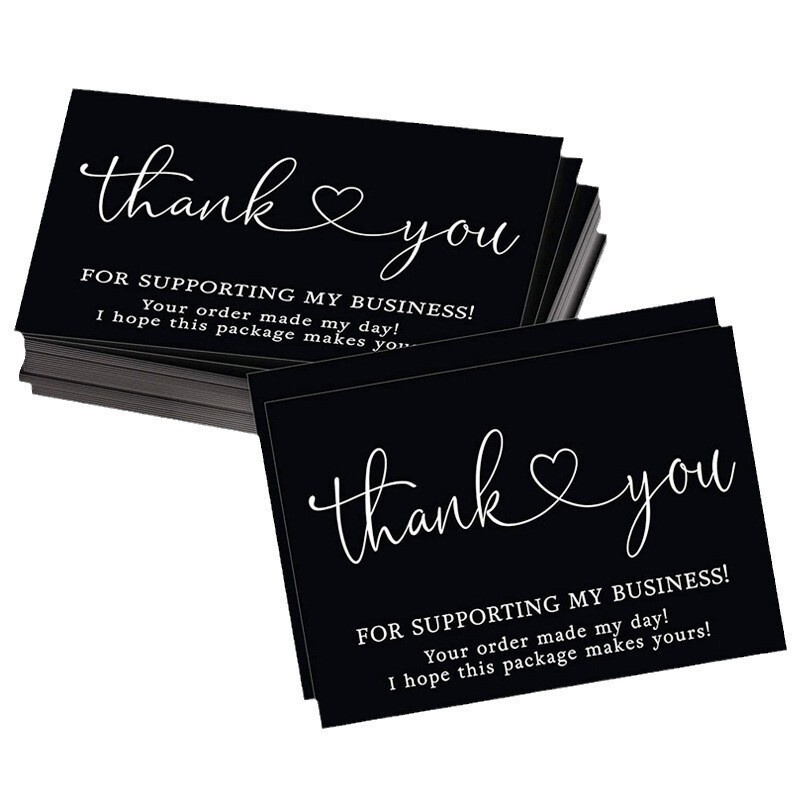 50 pcs/pack Black English thank you card thank you gift greeting card bouquet gift card packaging message card