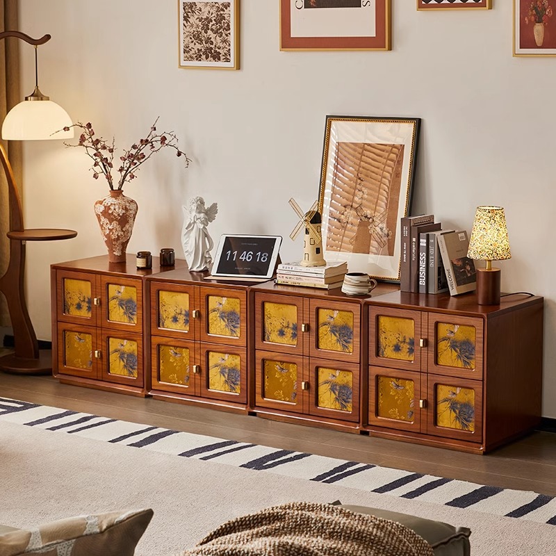 Gran cajón retro francés Sima, sala de estar, dormitorio, cajón contra la pared, armario de almacenamiento de madera maciza, armario de hilo Xiangyun