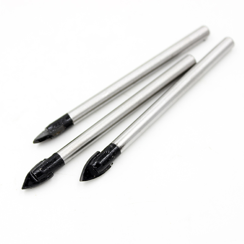 Black 6cm Tile Drill Bit Glass Hole Opener Alloy Head 8mm Set Round Super Hard Opening 12mm