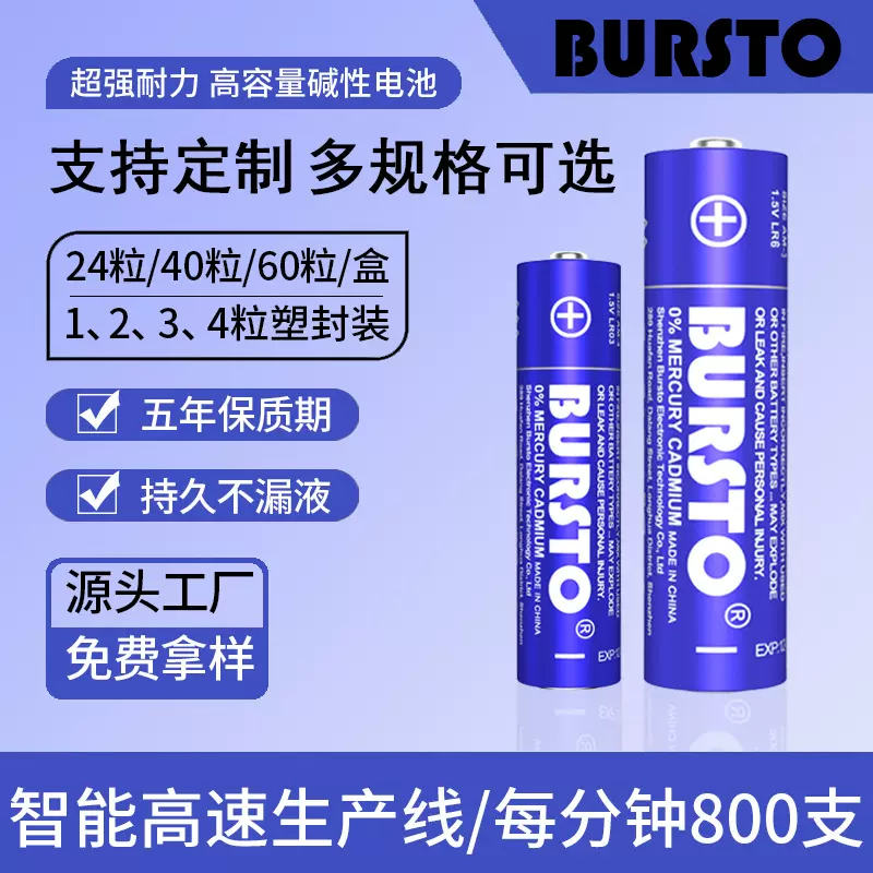 布斯拓5号碱性电池 LR6玩具美容仪血压计 五号干电池2400毫安